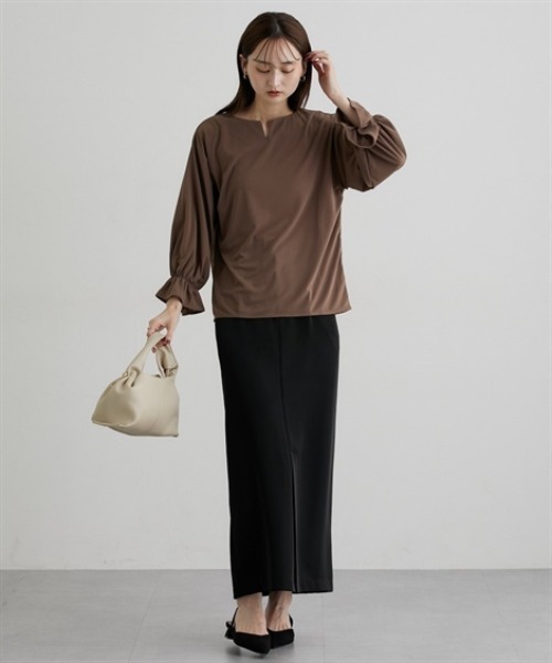 nissen（ニッセン）の「【UV・接触冷感・ストレッチ・吸汗速乾】キーネック長袖プルオーバー（Tシャツ/カットソー・レディース・モカ/グリーン/ベージュ・LL/S/L/M）」の20枚目の写真
