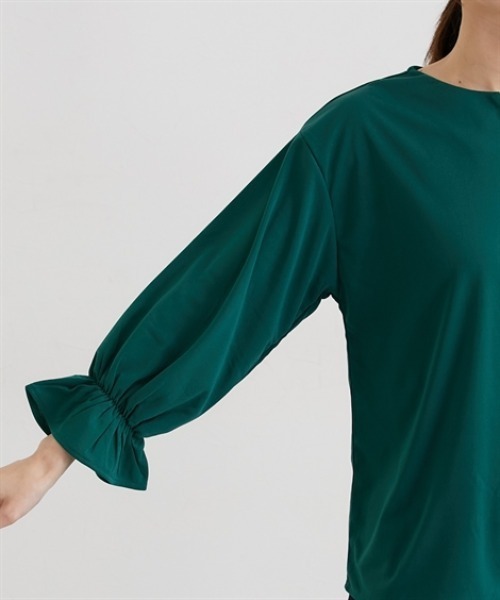 nissen(ニッセン)の「【UV・接触冷感・ストレッチ・吸汗速乾】キーネック長袖プルオーバー(Tシャツ/カットソー・レディース・モカ/グリーン/ベージュ・LL/S/L/M)」の9枚目の写真