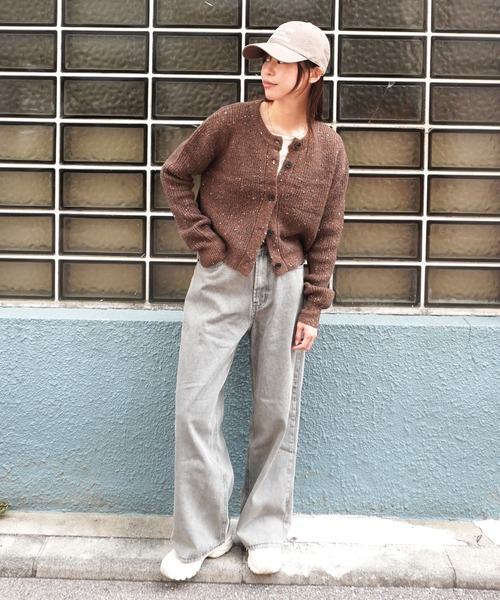 gossara(ゴサラ)の「ネップヤーンクルーネックCD(カーディガン/ボレロ・レディース・アイボリー/ベージュ/ブラウン・FREE)」の5枚目の写真