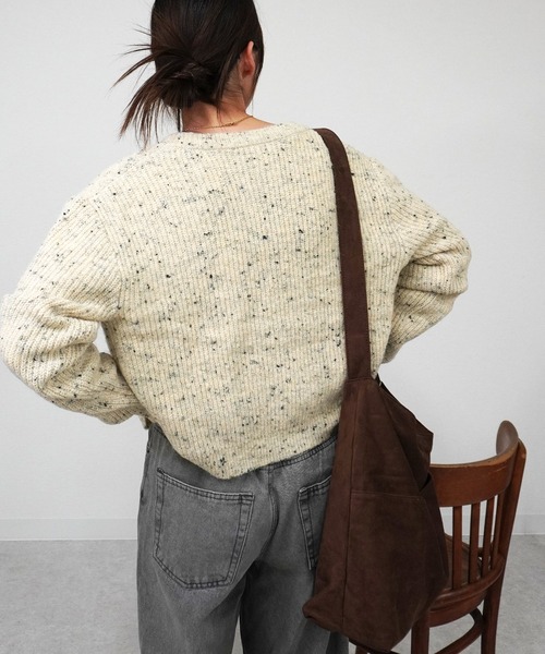 gossara(ゴサラ)の「ネップヤーンクルーネックCD(カーディガン/ボレロ・レディース・アイボリー/ベージュ/ブラウン・FREE)」の10枚目の写真