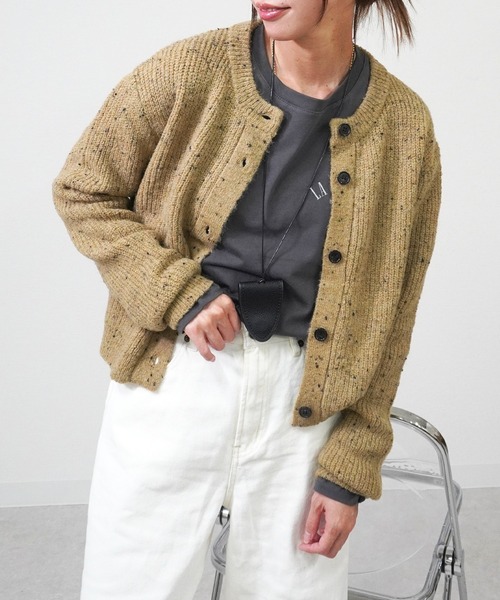 gossara(ゴサラ)の「ネップヤーンクルーネックCD(カーディガン/ボレロ・レディース・アイボリー/ベージュ/ブラウン・FREE)」の12枚目の写真