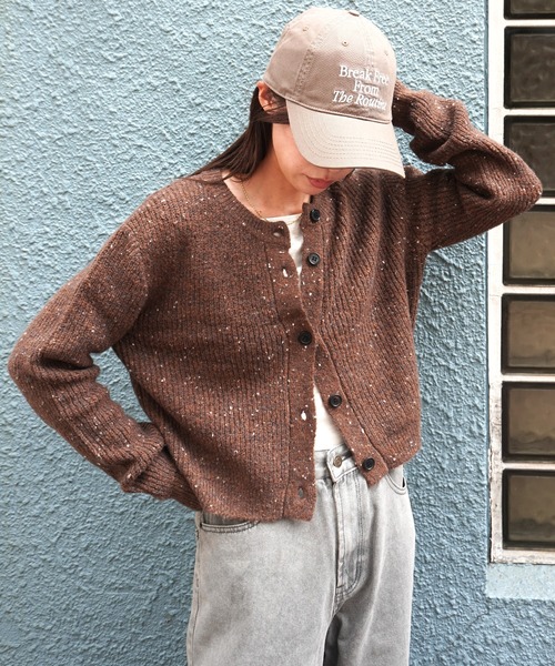 gossara(ゴサラ)の「ネップヤーンクルーネックCD(カーディガン/ボレロ・レディース・アイボリー/ベージュ/ブラウン・FREE)」の4枚目の写真