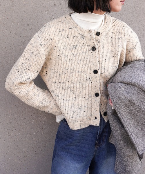 gossara(ゴサラ)の「ネップヤーンクルーネックCD(カーディガン/ボレロ・レディース・アイボリー/ベージュ/ブラウン・FREE)」の15枚目の写真