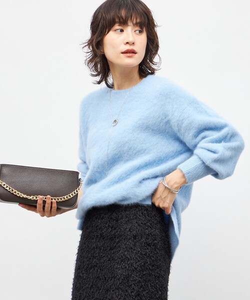 NOLLEYS sophil フォックス48%ニット カシミヤ混ヘアリークルーネックプルオーバー（ニット/セーター