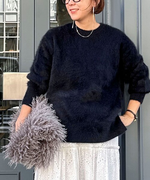 ノーリーズソフィ　カシミヤ混ヘアリークルーネックプルオーバーニット カシミヤ混ヘアリークルーネックプルオーバー（ニット/セーター