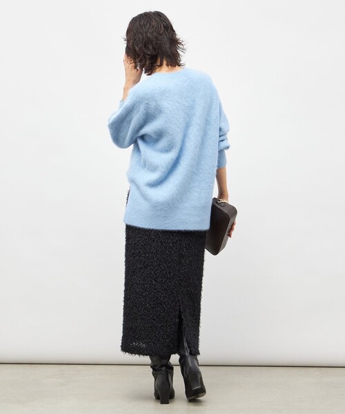カシミヤ混ヘアリークルーネックプルオーバー（ニット/セーター
