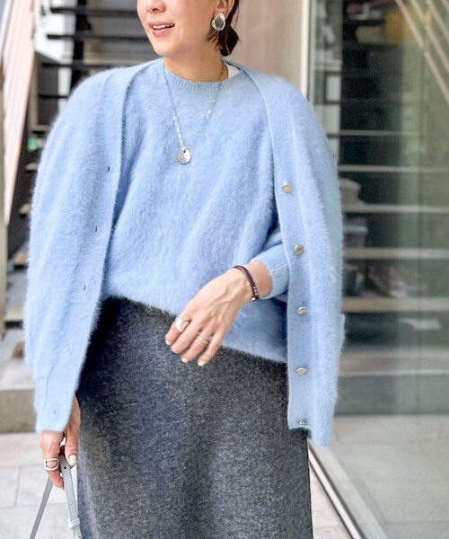 セール】カシミヤ混ヘアリークルーネックプルオーバー(ニット セール】カシミヤ混ヘアリークルーネックプルオーバー(ニット