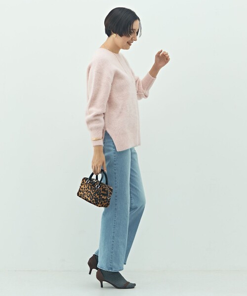 カシミヤ混ヘアリークルーネックプルオーバー（ニット/セーター