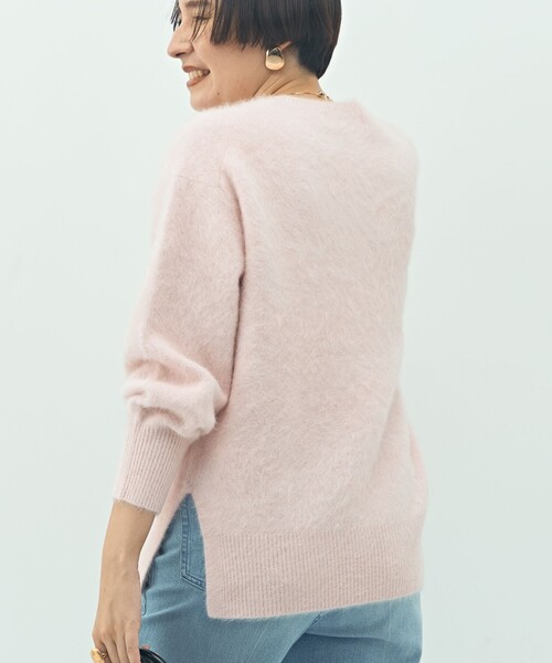 カシミヤ混ヘアリークルーネックプルオーバー（ニット/セーター