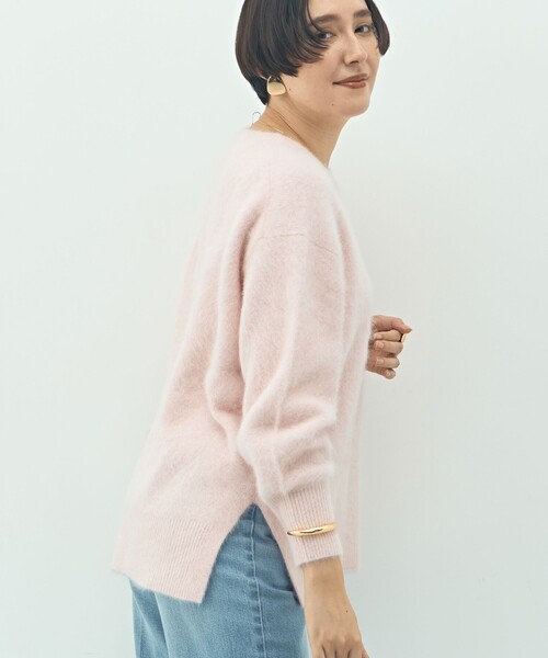 カシミヤ混ヘアリークルーネックプルオーバー（ニット/セーター