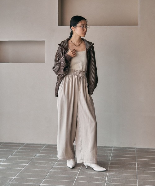 サテンギャザーWストレートパンツ 600152（その他パンツ）｜LEPSIM