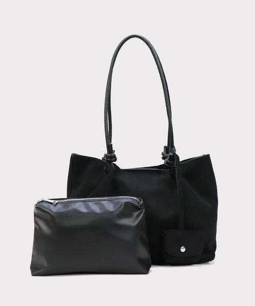 黒いトートバッグとポーチセット ポーチ付きポケッタブルトートバッグ（M）[MARKLESS STYLE TR-1349