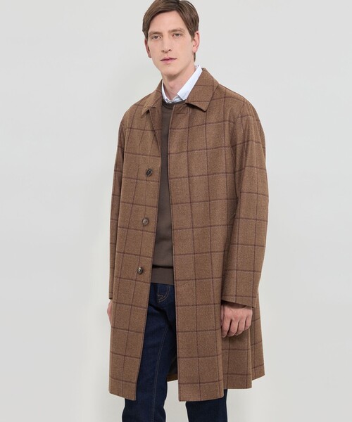 MACKINTOSH LONDON(マッキントッシュ ロンドン)の「【DUNFORD】【Loro Piana Fabric】チェックウールステンカラーコート(その他アウター・メンズ・ブルー/ブラウン系その他3・38/42/40)」の2枚目の写真