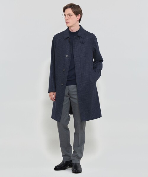 MACKINTOSH LONDON(マッキントッシュ ロンドン)の「【DUNFORD】【Loro Piana Fabric】チェックウールステンカラーコート(その他アウター・メンズ・ブルー/ブラウン系その他3・38/42/40)」の3枚目の写真