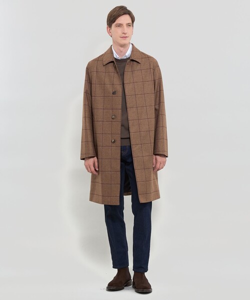 MACKINTOSH LONDON(マッキントッシュ ロンドン)の「【DUNFORD】【Loro Piana Fabric】チェックウールステンカラーコート(その他アウター・メンズ・ブルー/ブラウン系その他3・38/42/40)」の4枚目の写真