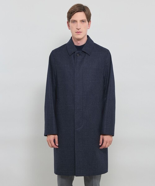 MACKINTOSH LONDON(マッキントッシュ ロンドン)の「【DUNFORD】【Loro Piana Fabric】チェックウールステンカラーコート(その他アウター・メンズ・ブルー/ブラウン系その他3・38/42/40)」の5枚目の写真