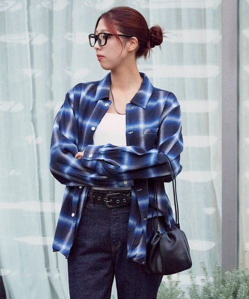 美品 レミレリーフ オンブレチェック コットン フランネルシャツ REMI RELIEF シャツ RELIEF/レミレリーフ SP加工 オンブレネルチェック