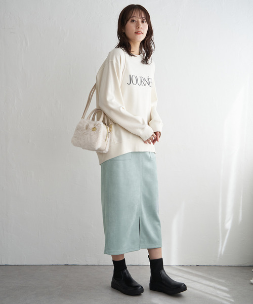 ikka（イッカ）の「【雑誌InRed1月号掲載】フェイクスエードスカート【親子コーデ】（スカート・レディース・チャコール/グリーン/ベージュ/ブラウン系その他・M/L/S）」の22枚目の写真