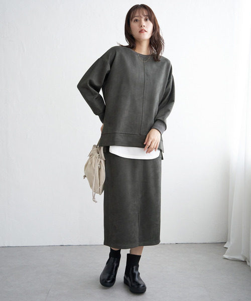 ikka（イッカ）の「【雑誌InRed1月号掲載】フェイクスエードスカート【親子コーデ】（スカート・レディース・チャコール/グリーン/ベージュ/ブラウン系その他・M/L/S）」の11枚目の写真