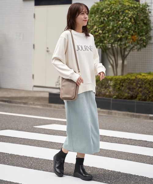 ikka（イッカ）の「【雑誌InRed1月号掲載】フェイクスエードスカート【親子コーデ】（スカート・レディース・チャコール/グリーン/ベージュ/ブラウン系その他・M/L/S）」の9枚目の写真