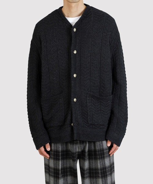 BALLAST ARK（バラストアーク）の「BALLAST ARK / バラストアーク：V-Neck Knit Cardigan：BA12-KC01[AST]（カーディガン/ボレロ・メンズ・ヘザーグレー/モスグリーン/ブラック・L/M）」の11枚目の写真