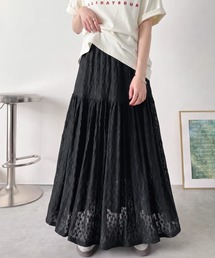 揺れるたびに美しく。上品レディな大人フェミニン。ストレッチレース裾ティアードスカート