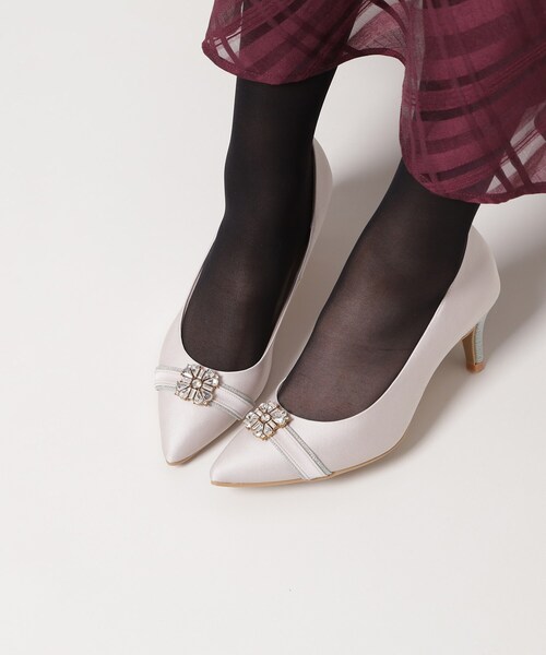 ESPERANZA（エスペランサ）の「【12時間パンプス】約7．5cm／ビジューベルト パーティ-結婚式に最適（パンプス・レディース・ベージュ系2/ブラック系2/グレー系2・24.5cm/24.0cm/23.5cm/23.0cm/22.5cm）」の6枚目の写真