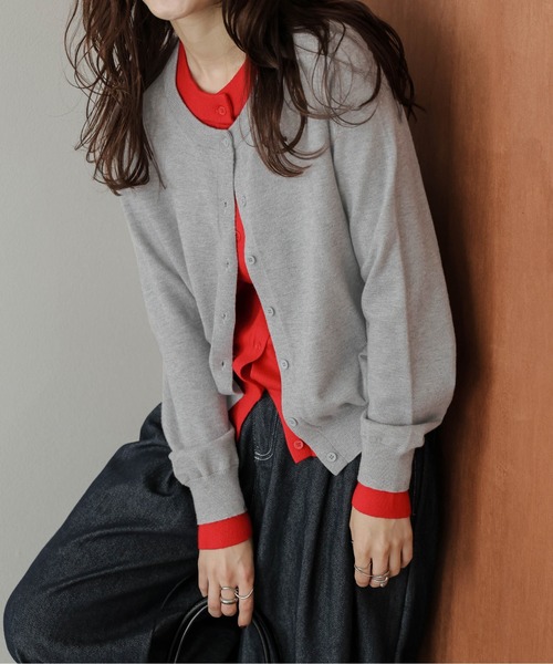 AMELY(エミリー)の「レイヤードデザインカーディガン(カーディガン/ボレロ・レディース・ブラック/グレー/ブラウン/グリーン・フリー)」の12枚目の写真