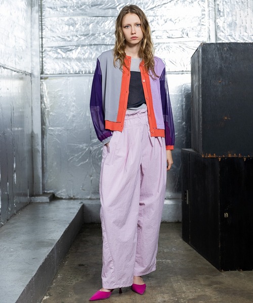 AULA AILA（アウラアイラ）の「カラーブロックカーディガン（カーディガン/ボレロ・レディース・グレー/イエロー×グリーン/ブラック・0）」の7枚目の写真