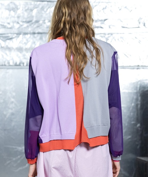 AULA AILA（アウラアイラ）の「カラーブロックカーディガン（カーディガン/ボレロ・レディース・グレー/イエロー×グリーン/ブラック・0）」の6枚目の写真