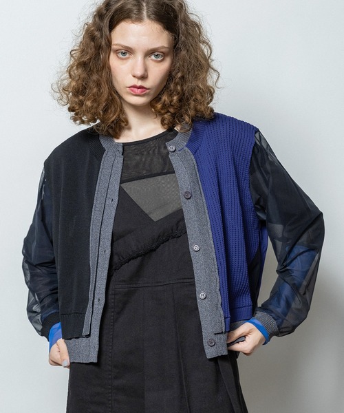 AULA AILA（アウラアイラ）の「カラーブロックカーディガン（カーディガン/ボレロ・レディース・グレー/イエロー×グリーン/ブラック・0）」の15枚目の写真