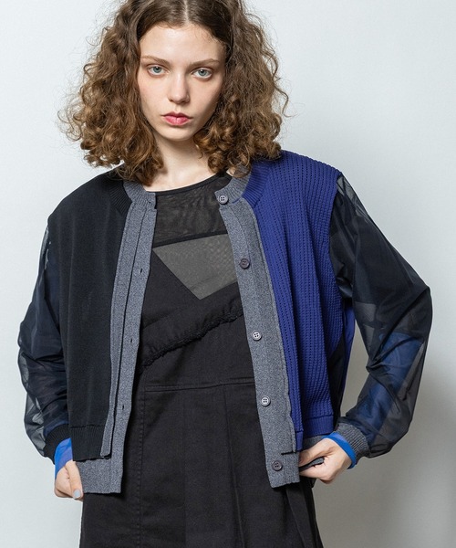 AULA AILA（アウラアイラ）の「カラーブロックカーディガン（カーディガン/ボレロ・レディース・グレー/イエロー×グリーン/ブラック・0）」の16枚目の写真