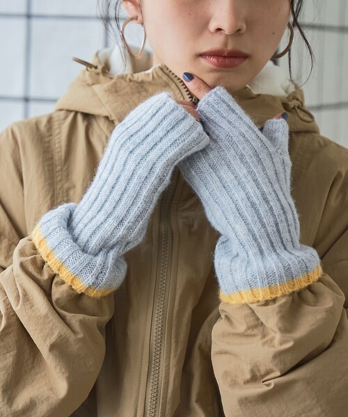 ギフトにおすすめ】配色ラインリブアームウォーマー（アームカバー