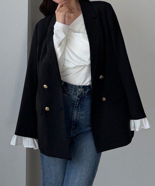 フリルレイヤードデザインジャケット（テーラードジャケット）｜Louere