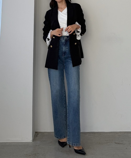 Louere（ルエレ）の「フリルレイヤードデザインジャケット（テーラードジャケット・レディース・ダークベージュ/ダークグレー/ブラック/グレイッシュベージュ・SMALL/MEDIUM/LARGE/X-LARGE）」の19枚目の写真