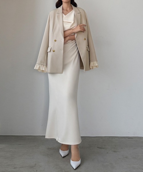 フリルレイヤードデザインジャケット（テーラードジャケット）｜Louere