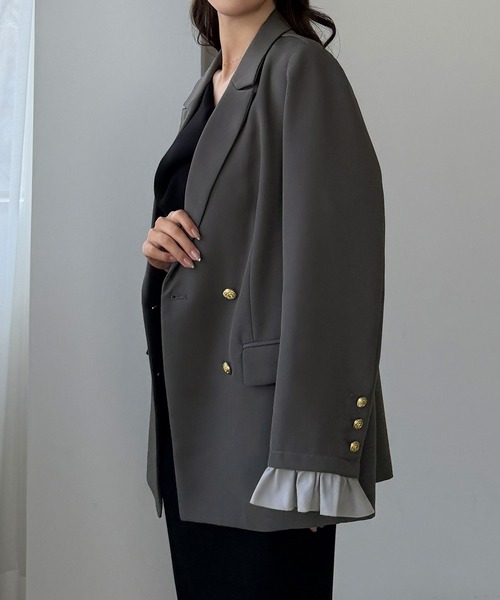 フリルレイヤードデザインジャケット（テーラードジャケット）｜Louere