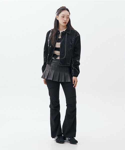 AVANDRESS(アバンドレス )の「Calla Stitch Art Leather Jacket BLACK x WHITE(ライダースジャケット・レディース・ブラック・FREE)」の5枚目の写真