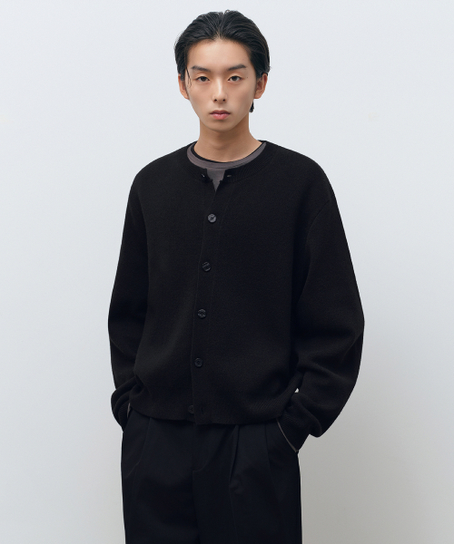Lound neck crop cardigan [black] — укороченный кардиган с круглым вырезом (черный)