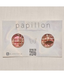 【papillon】ピンクチェックピアス(MA)