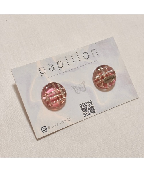tone（トーン）の「【papillon】ピンクチェックピアス(MA)（ピアス（両耳用）・レディース・ピンク・FREE）」の3枚目の写真