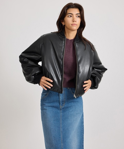Saturdays NYC（サタデーズ ニューヨークシティ ）の「Dorothy Cropped Bomber Jacket  | WOMEN（その他アウター・レディース・ブラック/ワイン・S/L/M）」の3枚目の写真