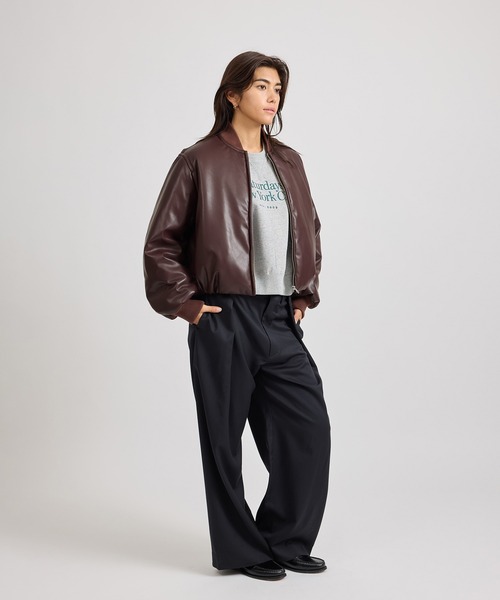 Saturdays NYC（サタデーズ ニューヨークシティ ）の「Dorothy Cropped Bomber Jacket  | WOMEN（その他アウター・レディース・ブラック/ワイン・S/L/M）」の16枚目の写真