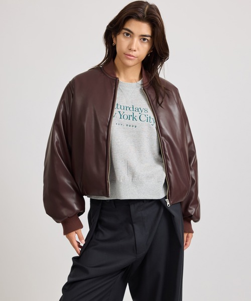 Saturdays NYC（サタデーズ ニューヨークシティ ）の「Dorothy Cropped Bomber Jacket  | WOMEN（その他アウター・レディース・ブラック/ワイン・S/L/M）」の5枚目の写真