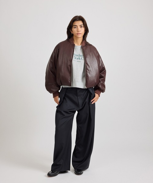 Saturdays NYC（サタデーズ ニューヨークシティ ）の「Dorothy Cropped Bomber Jacket  | WOMEN（その他アウター・レディース・ブラック/ワイン・S/L/M）」の15枚目の写真