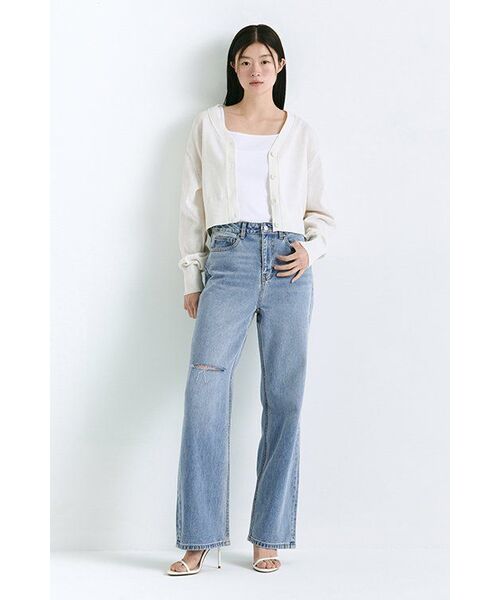 MUSINSA STANDARD WOMAN(ムシンサスタンダードウーマン)の「レディーススラッシュルーズストレートデニムパンツ【ライトインディゴ】(デニムパンツ・レディース・その他・30/24/25/26/27/28/29)」の10枚目の写真