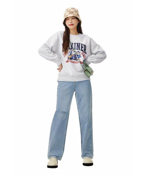 MUSINSA STANDARD WOMAN(ムシンサスタンダードウーマン)の「レディーススラッシュルーズストレートデニムパンツ【ライトインディゴ】(デニムパンツ・レディース・その他・30/24/25/26/27/28/29)」の13枚目の写真
