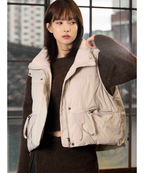 オーバーサイズダウンベスト [ライトベージュ]（ダウンベスト）｜THE