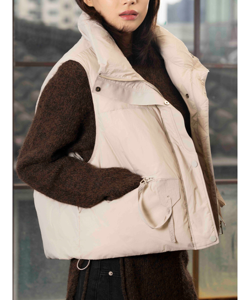 セール】オーバーサイズダウンベスト [ライトベージュ]（ダウンベスト