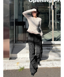 W Small Logo Layered T Shirt - Brown